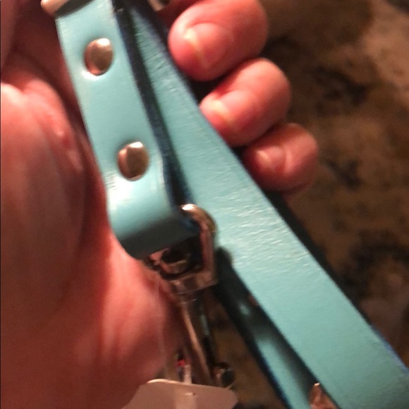 Turquoise leather dog leash 4”long silver accents - Picture 7 of 7